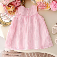 Carregar imagem no visualizador da galeria, Vestido liso con detalles de moños blanco
