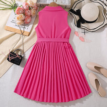 Cargar imagen en el visor de la galería, Vestido con cuello y falda tabledo con cinto
