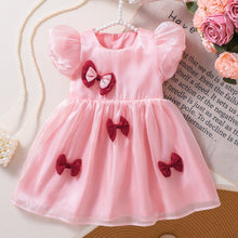 Cargar imagen en el visor de la galería, Vestido de tul con moños y mangas abullonadas
