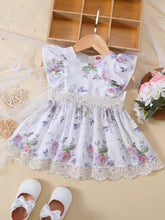Carregar imagem no visualizador da galeria, Vestido blanco, detalles de broderie con estampas de flores
