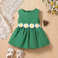 Carregar imagem no visualizador da galeria, Vestido verde con bordados de margaritas
