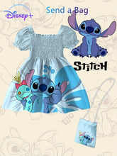 Cargar imagen en el visor de la galería, Vestido celeste engomado de Stitch con cartera
