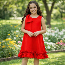 Carregar imagem no visualizador da galeria, Vestido liso con volados y moño en un hombro
