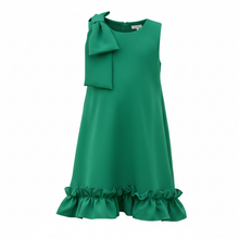 Carregar imagem no visualizador da galeria, Vestido liso con volados y moño en un hombro
