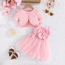 Cargar imagen en el visor de la galería, Vestido con flor y falda de tul con bolero de broderie
