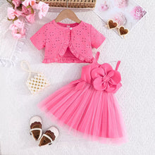 Cargar imagen en el visor de la galería, Vestido con flor y falda de tul con bolero de broderie
