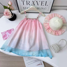 Cargar imagen en el visor de la galería, Vestido de tres colores con detalles y sombrero
