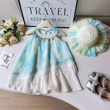 Cargar imagen en el visor de la galería, Vestido con bordados crema y sombrero
