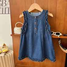 Cargar imagen en el visor de la galería, Vestido jeans con volados
