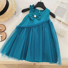 Cargar imagen en el visor de la galería, Vestido turquesa con tul y moño
