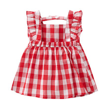Carregar imagem no visualizador da galeria, Vestido a cuadros rojo con blanco y sombrero
