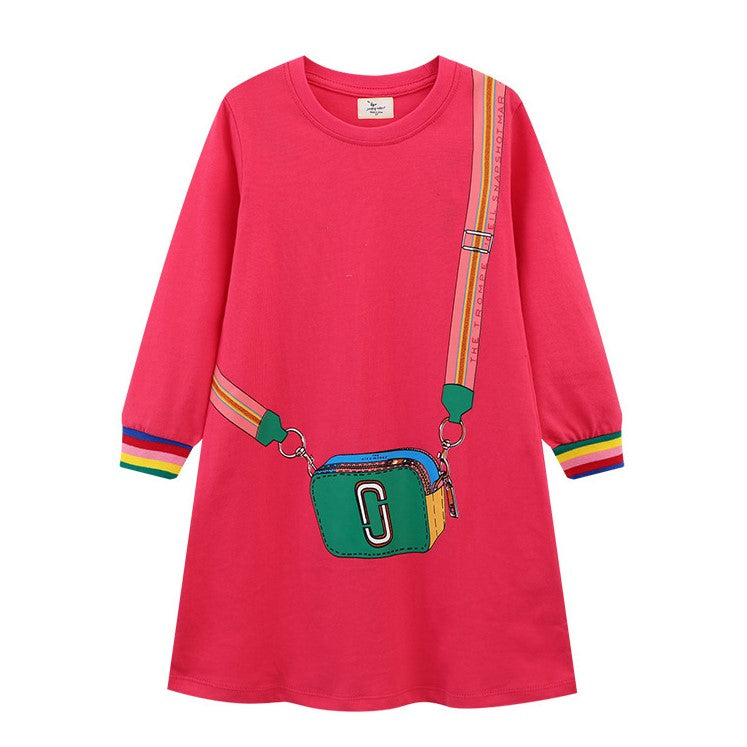 Vestido pink con estampa de cartera