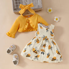 Carregar imagem no visualizador da galeria, Vestido de abeja y bolero amarillo con vincha
