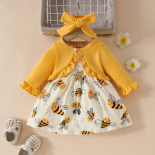 Carregar imagem no visualizador da galeria, Vestido de abeja y bolero amarillo con vincha
