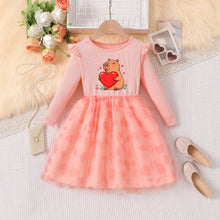 Carregar imagem no visualizador da galeria, Vestido salmón de Capibara con corazón y  falda de tul
