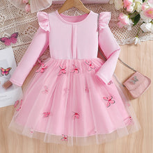 Cargar imagen en el visor de la galería, Vestido con volados y falda de tul con mariposas
