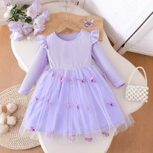 Cargar imagen en el visor de la galería, Vestido con volados y falda de tul con mariposas
