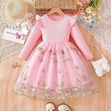 Cargar imagen en el visor de la galería, Vestido con volados y falda de tul con flores
