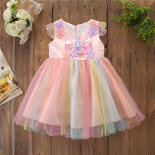 Carregar imagem no visualizador da galeria, Vestido rosa de unicornio con tul colorido
