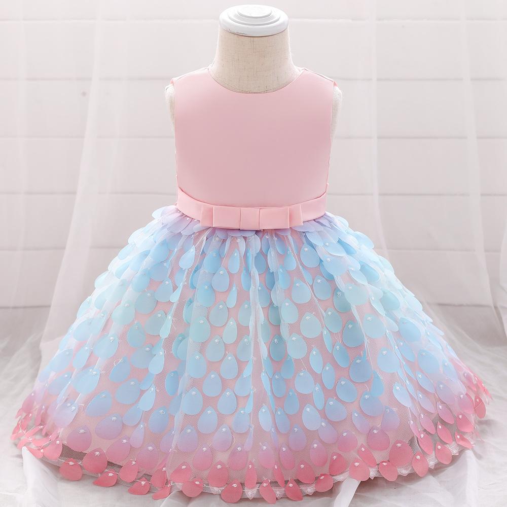 Vestido rosa con tul colorido estilo Sirena