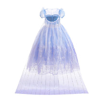 Carregar imagem no visualizador da galeria, Vestido largo celeste y lila estilo Elsa Frozen , capa separable con corona
