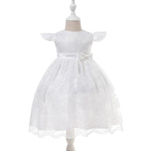 Cargar imagen en el visor de la galería, Vestido blanco con manga, encaje y moño
