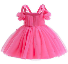 Cargar imagen en el visor de la galería, Vestido con tul, atado al hombro y perlas
