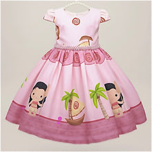 Cargar imagen en el visor de la galería, Vestido de Moana con cinto de perlas y moño
