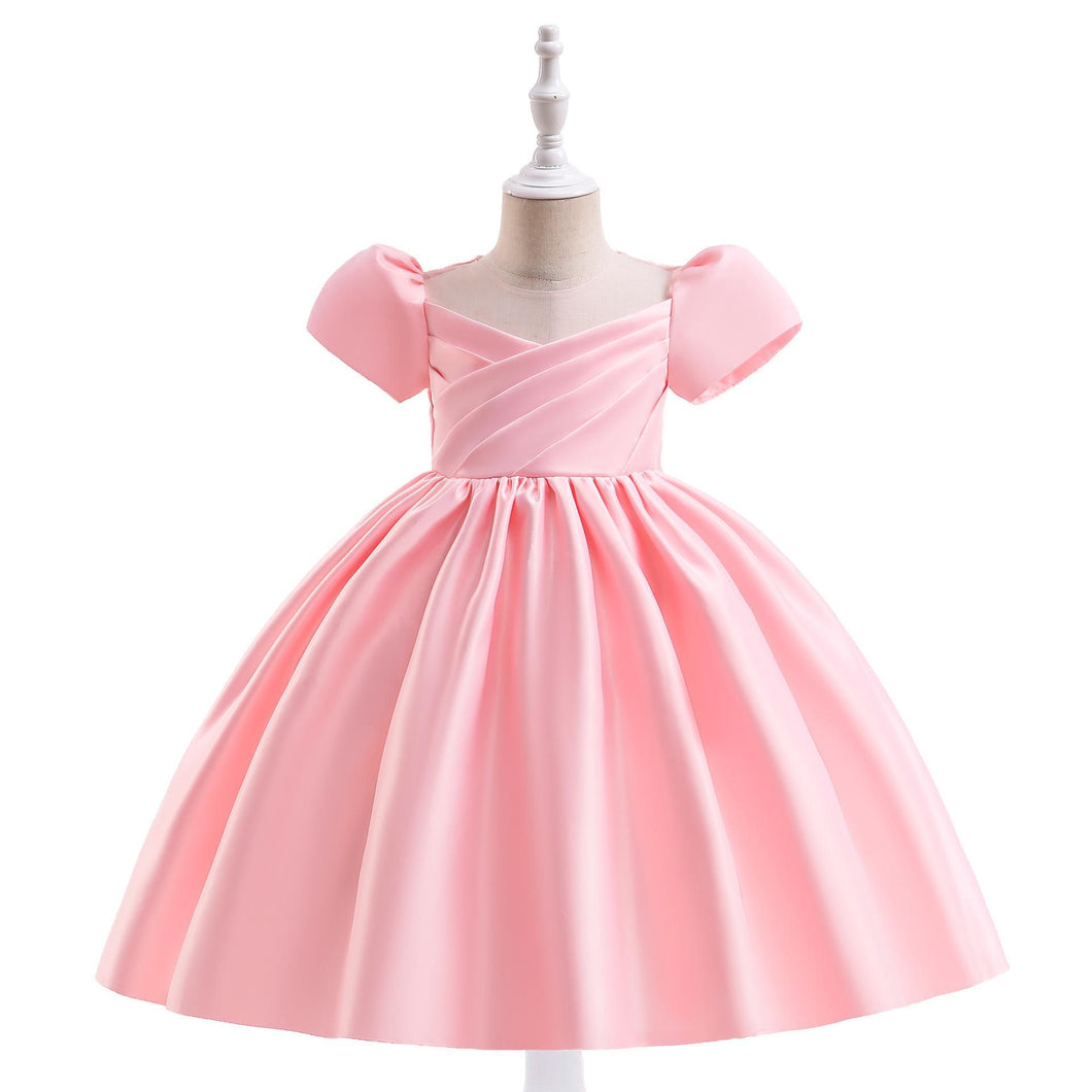 Vestido liso con manga y moño