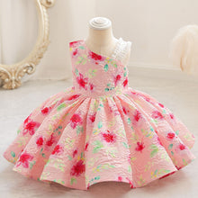 Carregar imagem no visualizador da galeria, Vestido rosa con estampas de flores
