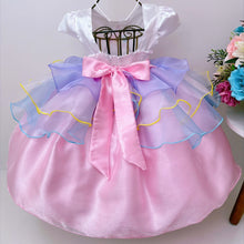 Cargar imagen en el visor de la galería, Vestido de unicornio blanco con falda rosa y tul con moño
