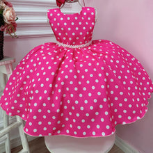 Cargar imagen en el visor de la galería, Vestido pink con motas y perlas con moño con vincha
