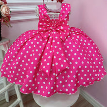 Cargar imagen en el visor de la galería, Vestido pink con motas y perlas con moño con vincha
