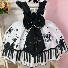 Cargar imagen en el visor de la galería, Vestido doble color de piano con moño
