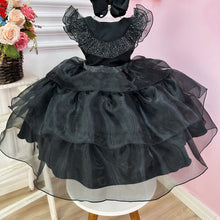 Cargar imagen en el visor de la galería, Vestido  negro de Merlina escalonado con brillo
