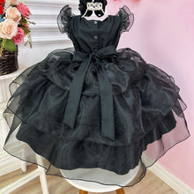 Cargar imagen en el visor de la galería, Vestido  negro de Merlina escalonado con brillo
