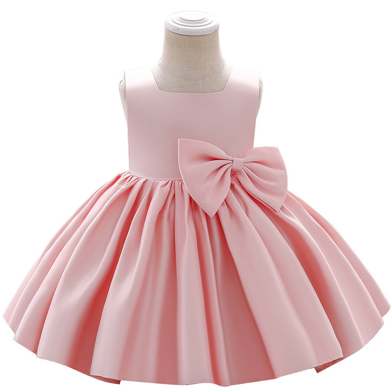 Vestido liso con moño grande