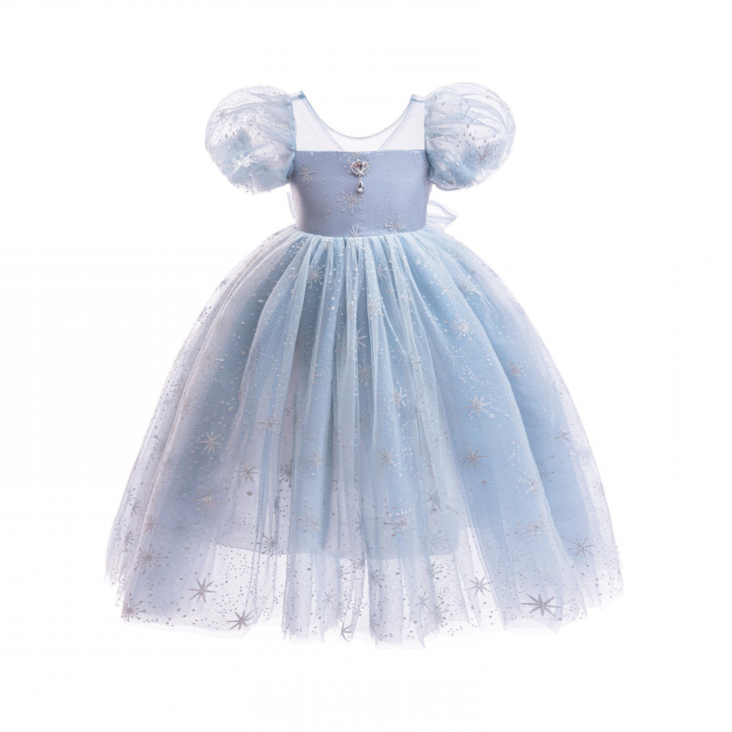 Vestido largo estilo Elsa de frozen con moño