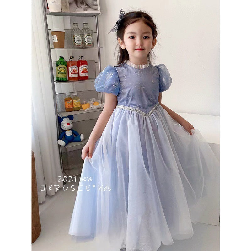 Vestido celeste estilo Elsa de Frozen con corona