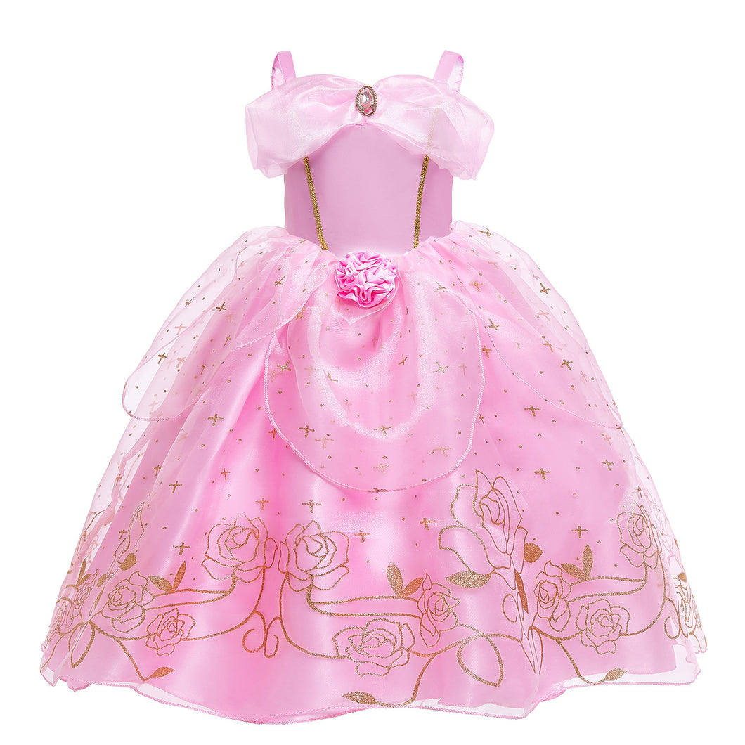 Vestido rosa estilo princesa Aurora