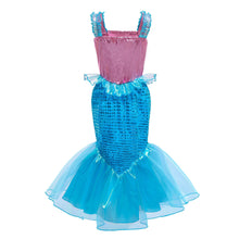 Carregar imagem no visualizador da galeria, Vestido estilo Sirena rosa con falda de lentejuelas turquesa
