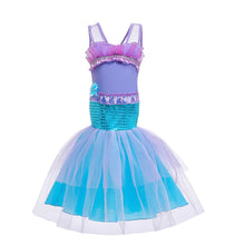 Carregar imagem no visualizador da galeria, Vestido estilo Sirena lila con lentejuelas turquesa
