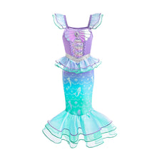Carregar imagem no visualizador da galeria, Vestido lila con turquesa falda con diseños de Sirena
