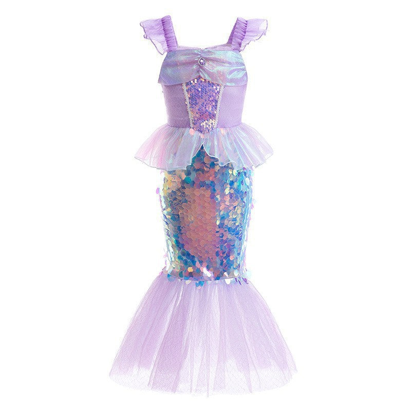 Vestido lila estilo Sirena con lentejuelas