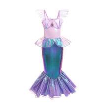 Carregar imagem no visualizador da galeria, Vestido estilo Sirena lila con falda holográfica
