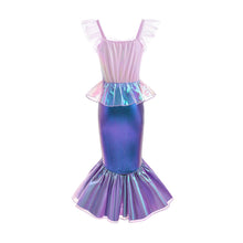 Carregar imagem no visualizador da galeria, Vestido estilo Sirena lila con falda holográfica
