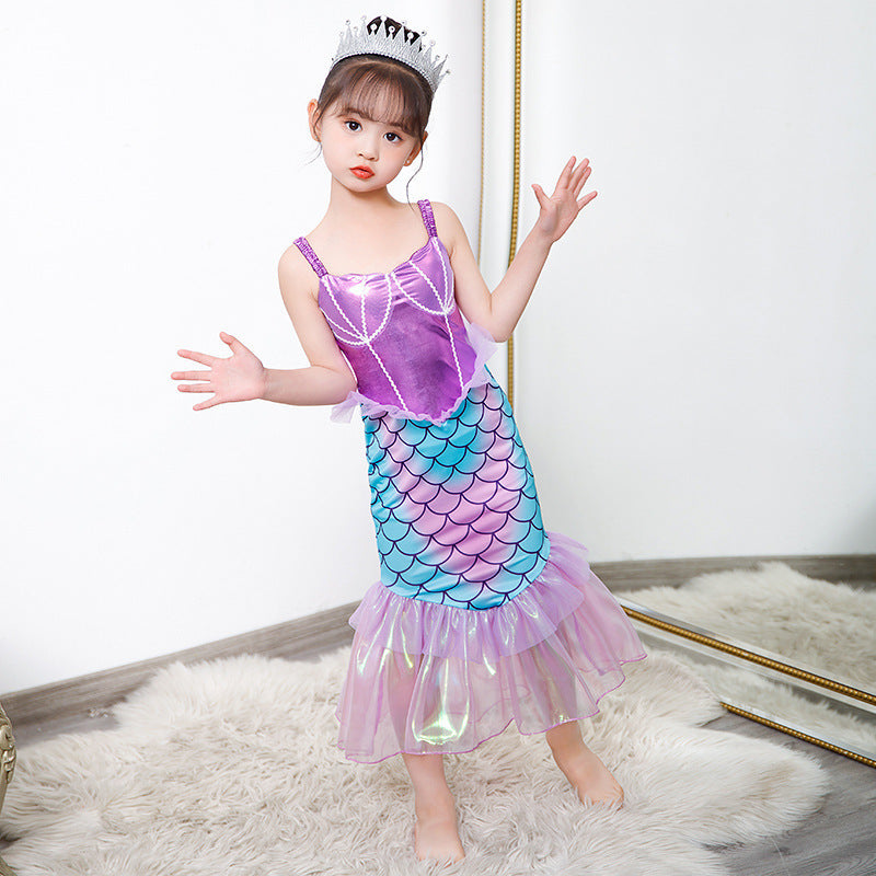 Vestido estilo Sirena lila con turquesa