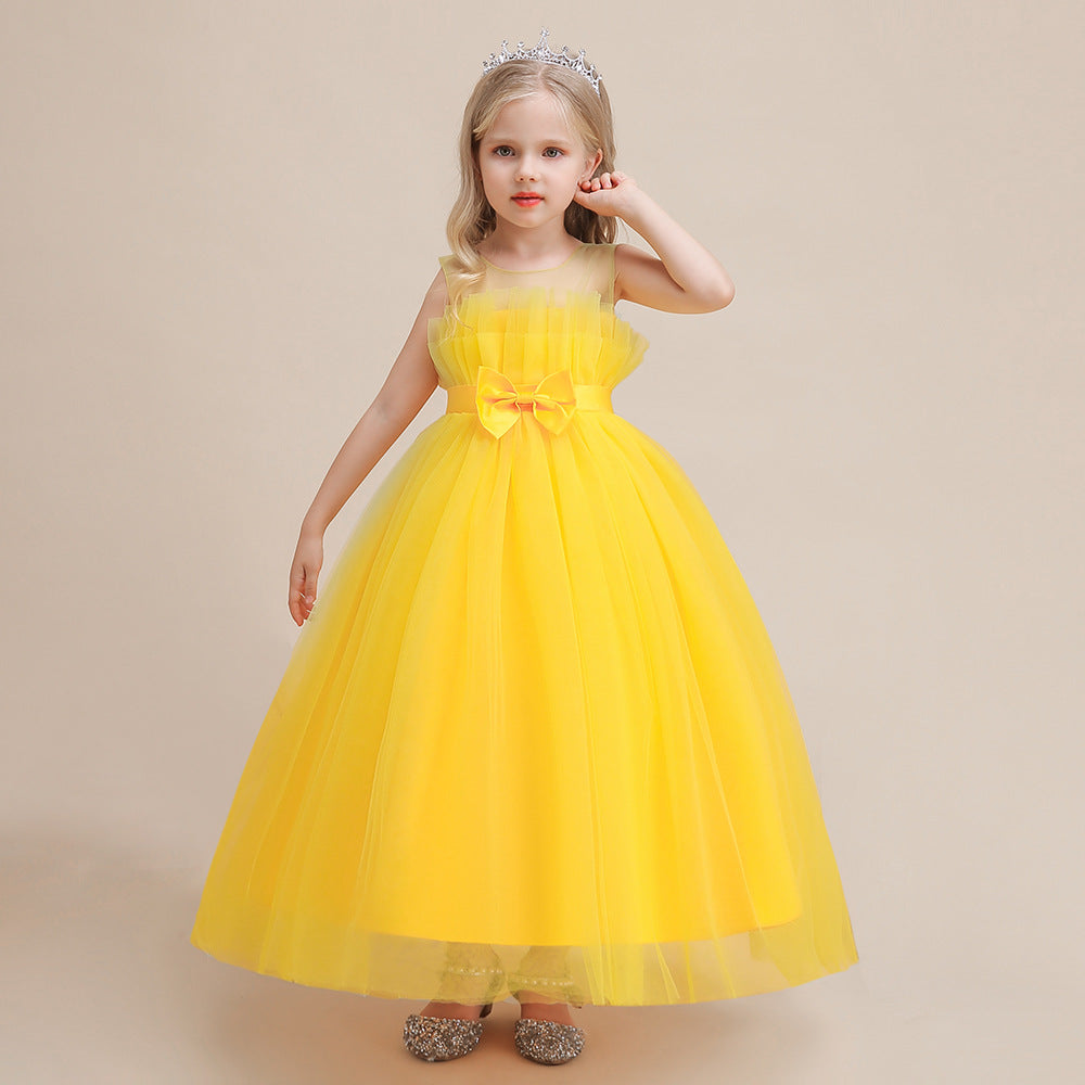 Vestido largo de tul con moño