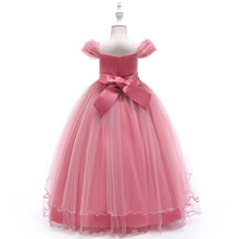 Cargar imagen en el visor de la galería, Vestido largo con mangas de tul y bordado de flores
