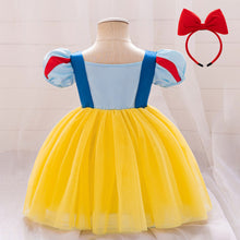 Cargar imagen en el visor de la galería, Vestido con mangas abullonadas de Blancanieves con vincha
